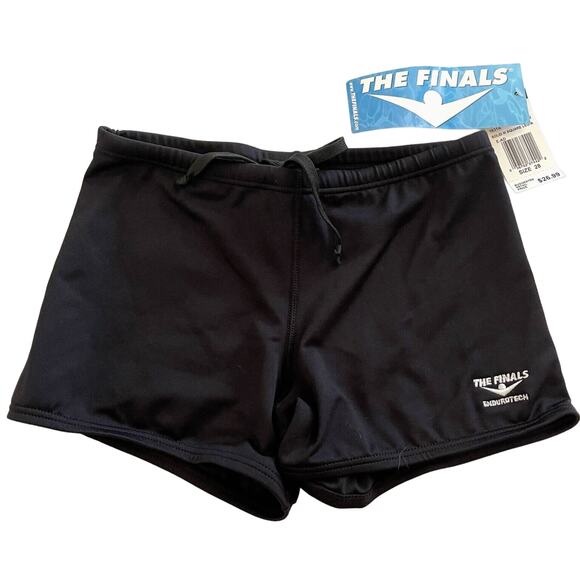 The Finals Endurotech Boys Solid Stretch Square Leg Swimsuit - Black Size 26 - Picture 1 of 6